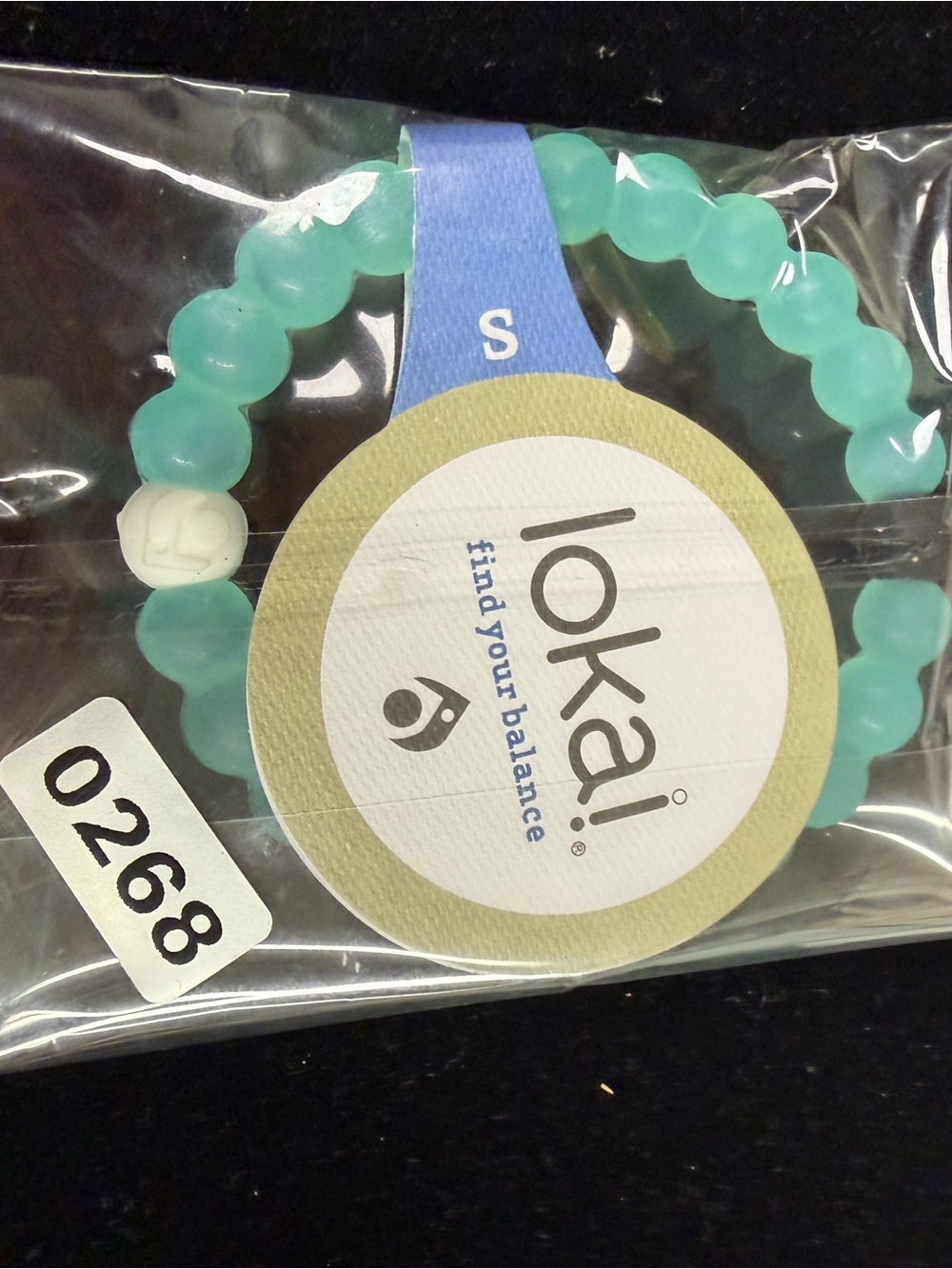 Lokai Small Teal Beaded Bracelet with White Contrast Bead